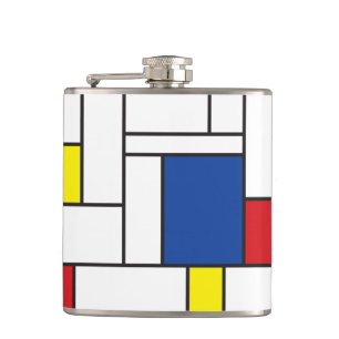 Mondrian Minimalist Geometric De Stijl Modern Art Hip Flask