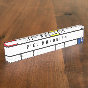 Mondrian Minimalist Geometric De Stijl Modern Art Nameplate