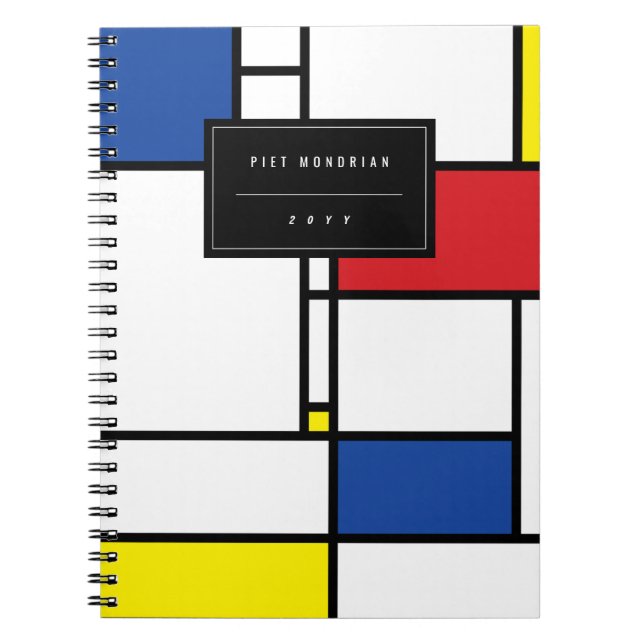 Mondrian Minimalist Geometric De Stijl Modern Art Notebook (Front)