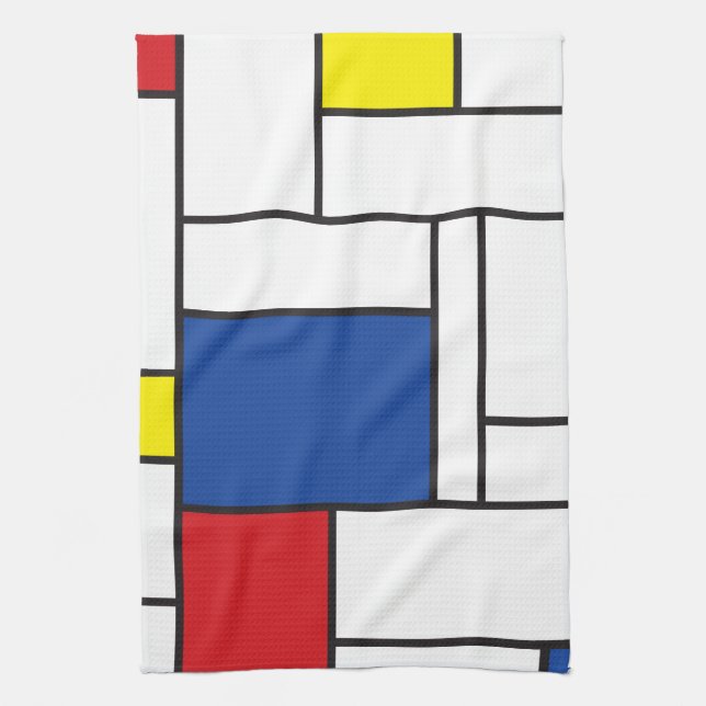 Mondrian Minimalist Geometric De Stijl Modern Art Tea Towel (Vertical)