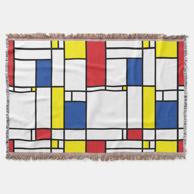 Mondrian Minimalist Geometric De Stijl Modern Art Throw Blanket (Front)