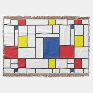 Mondrian Minimalist Geometric De Stijl Modern Art Throw Blanket