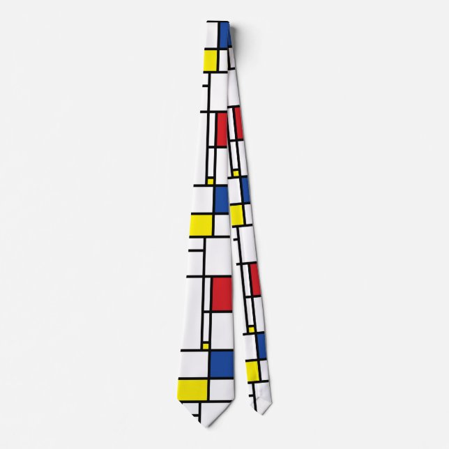 Mondrian Minimalist Geometric De Stijl Modern Art Tie (Front)