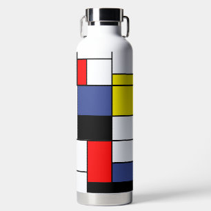 Mondrian, minimalist modern art Primary Colour Water Bottle