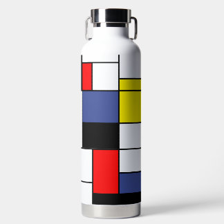 Mondrian, minimalist modern art Primary Colour Water Bottle