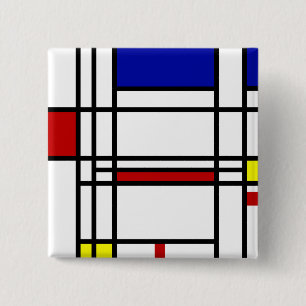 Mondrian Modern Art 15 Cm Square Badge