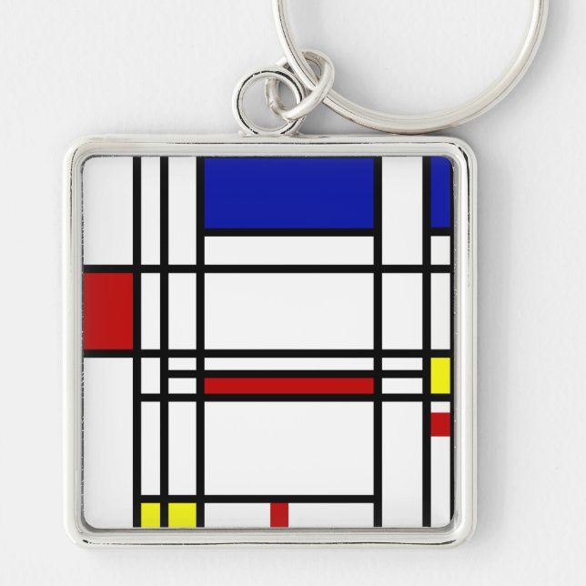 Mondrian Modern Art Key Ring (Front)