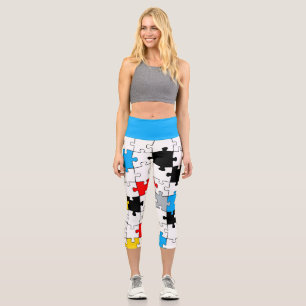 Mondrian modern jigsaw puzzle piece primary colour capri leggings