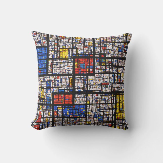 Mondrian On Grunge Cushion (Front)