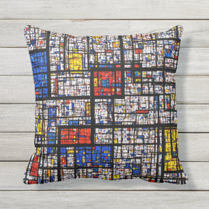 Mondrian On Grunge Cushion
