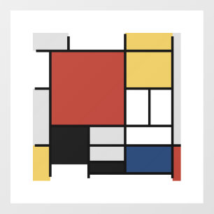 Mondrian Painting Red Plane Yellow Black Gray Blue