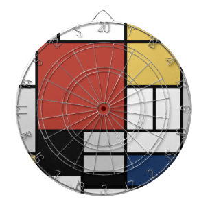Mondrian Painting Red Plane Yellow Black Gray Blue Dartboard