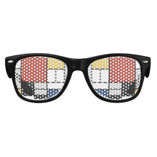 Mondrian Painting Red Plane Yellow Black Gray Blue Kids Sunglasses