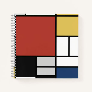 Mondrian Painting Red Plane Yellow Black Gray Blue Notebook