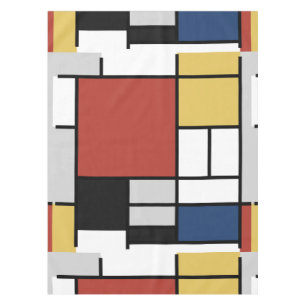 Mondrian Painting Red Plane Yellow Black Gray Blue Tablecloth
