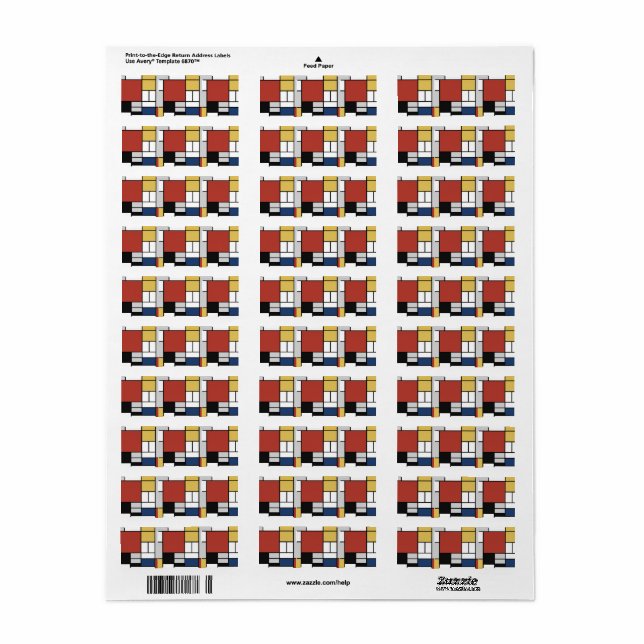 Mondrian Painting Red Plane Yellow Black Grey Blue (Full Sheet)
