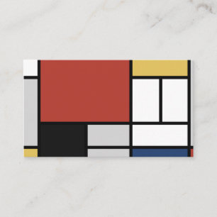 Mondrian Painting Red Plane Yellow Black Grey Blue Business Card