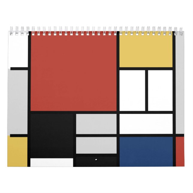 Mondrian Painting Red Plane Yellow Black Grey Blue Calendar (Cover)