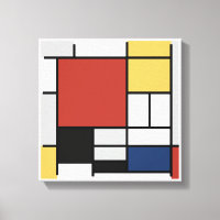 Mondrian Painting Red Plane Yellow Black Grey Blue