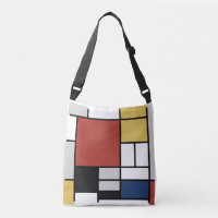 Mondrian Painting Red Plane Yellow Black Grey Blue