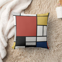 Mondrian Painting Red Plane Yellow Black Grey Blue