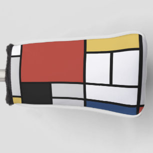 Mondrian Painting Red Plane Yellow Black Grey Blue Golf Head Cover