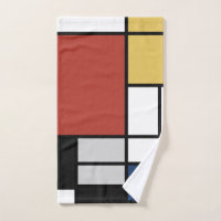 Mondrian Painting Red Plane Yellow Black Grey Blue