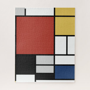 Mondrian Painting Red Plane Yellow Black Grey Blue Jigsaw Puzzle