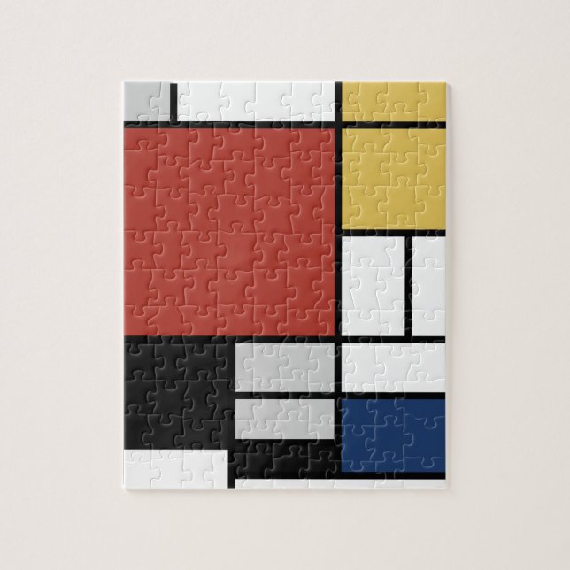 Mondrian Painting Red Plane Yellow Black Grey Blue Jigsaw Puzzle (Vertical)