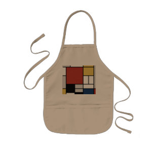 Mondrian Painting Red Plane Yellow Black Grey Blue Kids Apron