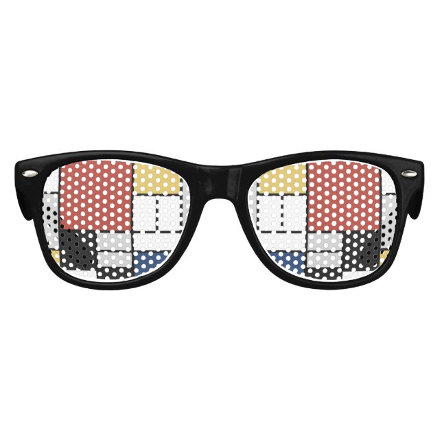 Mondrian Painting Red Plane Yellow Black Grey Blue Kids Sunglasses (Front)