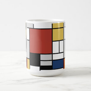 Mondrian Painting Red Plane Yellow Black Grey Blue Magic Mug
