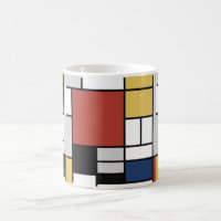 Mondrian Painting Red Plane Yellow Black Grey Blue