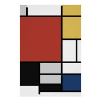 Mondrian Painting Red Plane Yellow Black Grey Blue