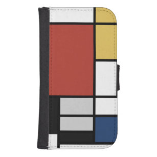 Mondrian Painting Red Plane Yellow Black Grey Blue Samsung S4 Wallet Case