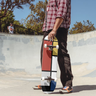 Mondrian Painting Red Plane Yellow Black Grey Blue Skateboard