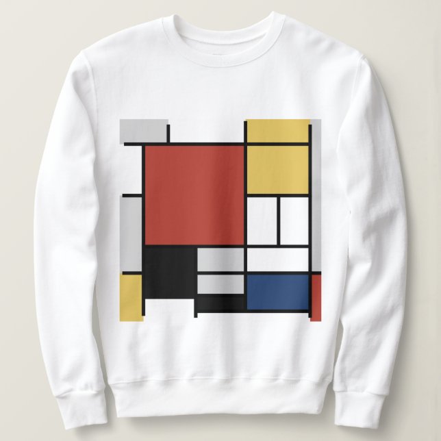 Mondrian Painting Red Plane Yellow Black Grey Blue Sweatshirt (Design Front)
