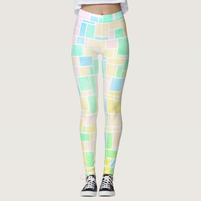 Mondrian Pastel 3 Leggings (Front)