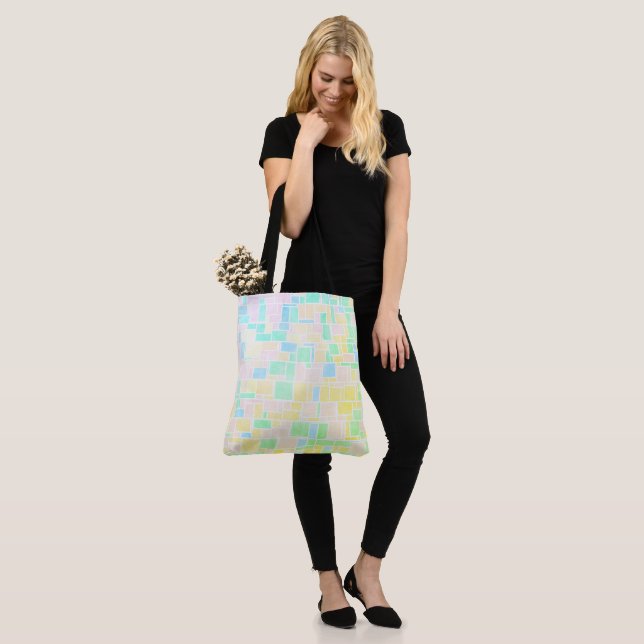 Mondrian Pastel 3 Tote Bag (On Model)