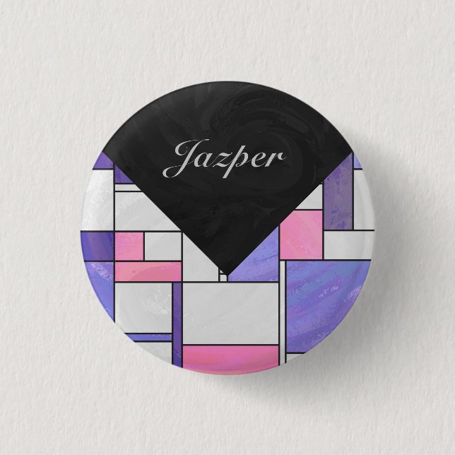 Mondrian Pink Purple White Print 3 Cm Round Badge (Front)