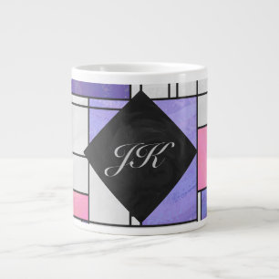 Mondrian Pink Purple White Print Large Coffee Mug