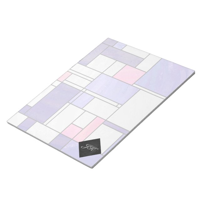 Mondrian Pink Purple White Print Notepad (Angled)
