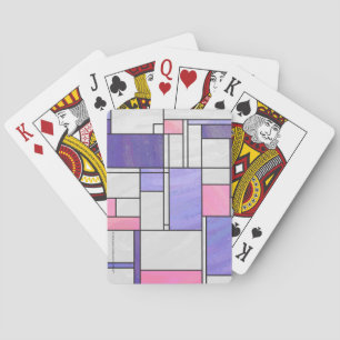 Mondrian Pink Purple White Print Playing Cards