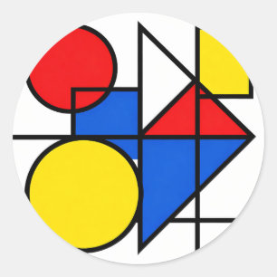 Mondrian Primary Color Composition Classic Round Sticker
