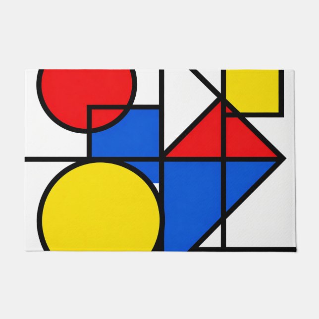 Mondrian Primary Color Composition Doormat (Front)