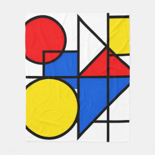 Mondrian Primary Color Composition Fleece Blanket