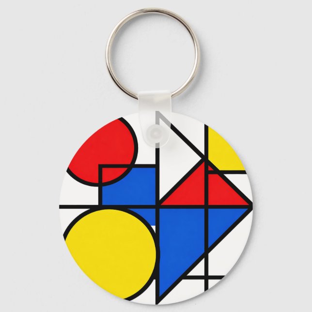Mondrian Primary Color Composition Key Ring (Front)