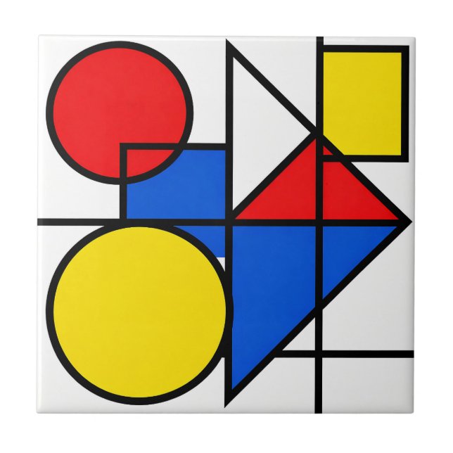 Mondrian Primary Color Composition Tile (Front)