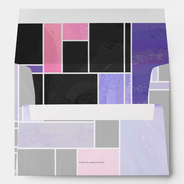 Mondrian Purple Pink Black Print Envelope (Back (Bottom))