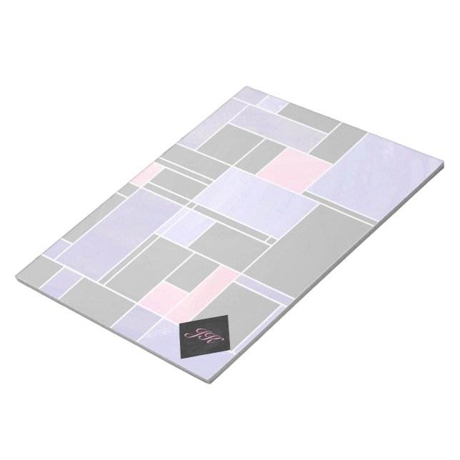 Mondrian Purple Pink Black Print Notepad (Angled)